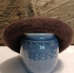 XO Collection Brown Brushed Angora Bowler Derby Church Formal Hat Women USED.